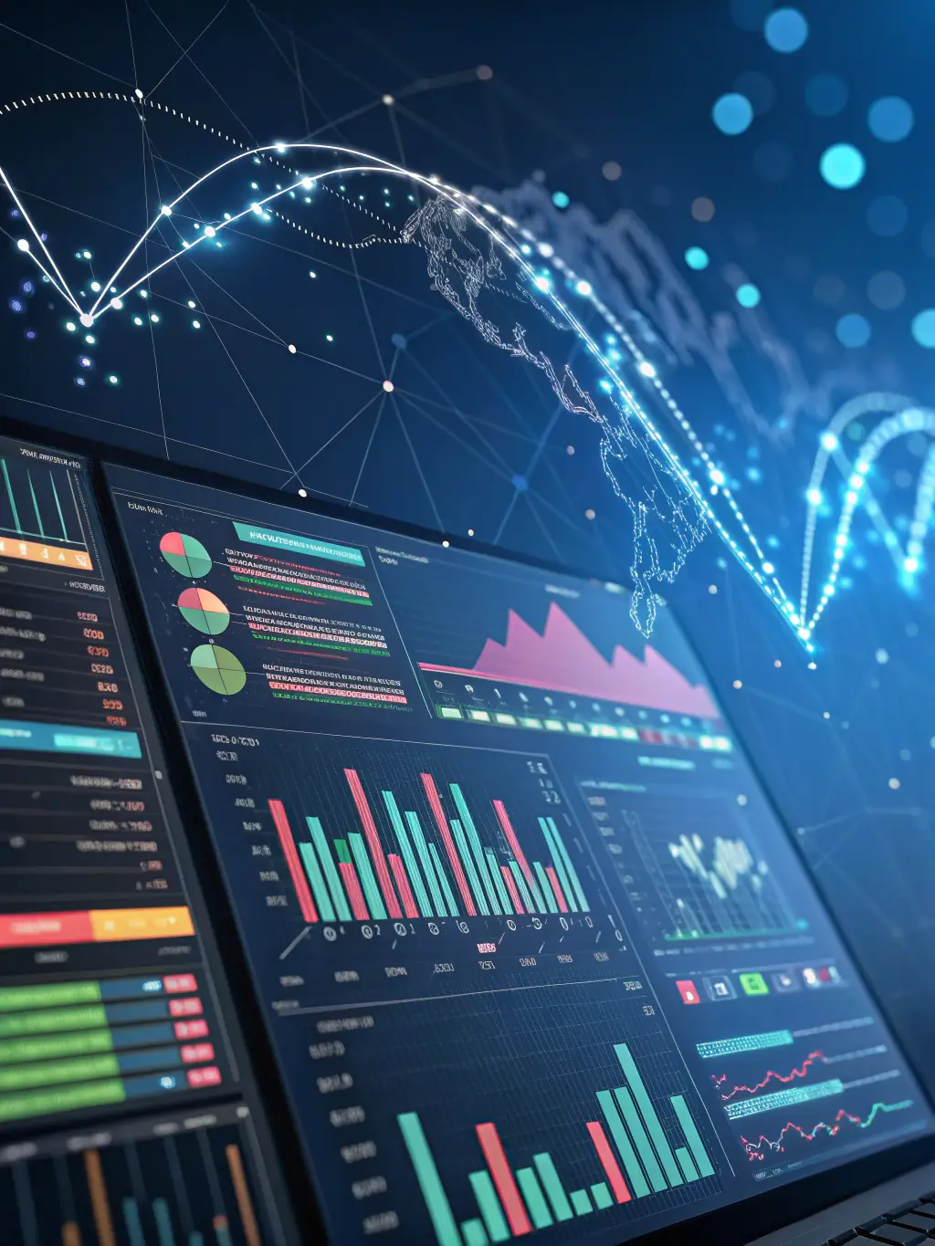 An analytics dashboard showing growth metrics, search rankings, and traffic sources, representing Limitless Digital Solutions' Digital Marketing & SEO service.